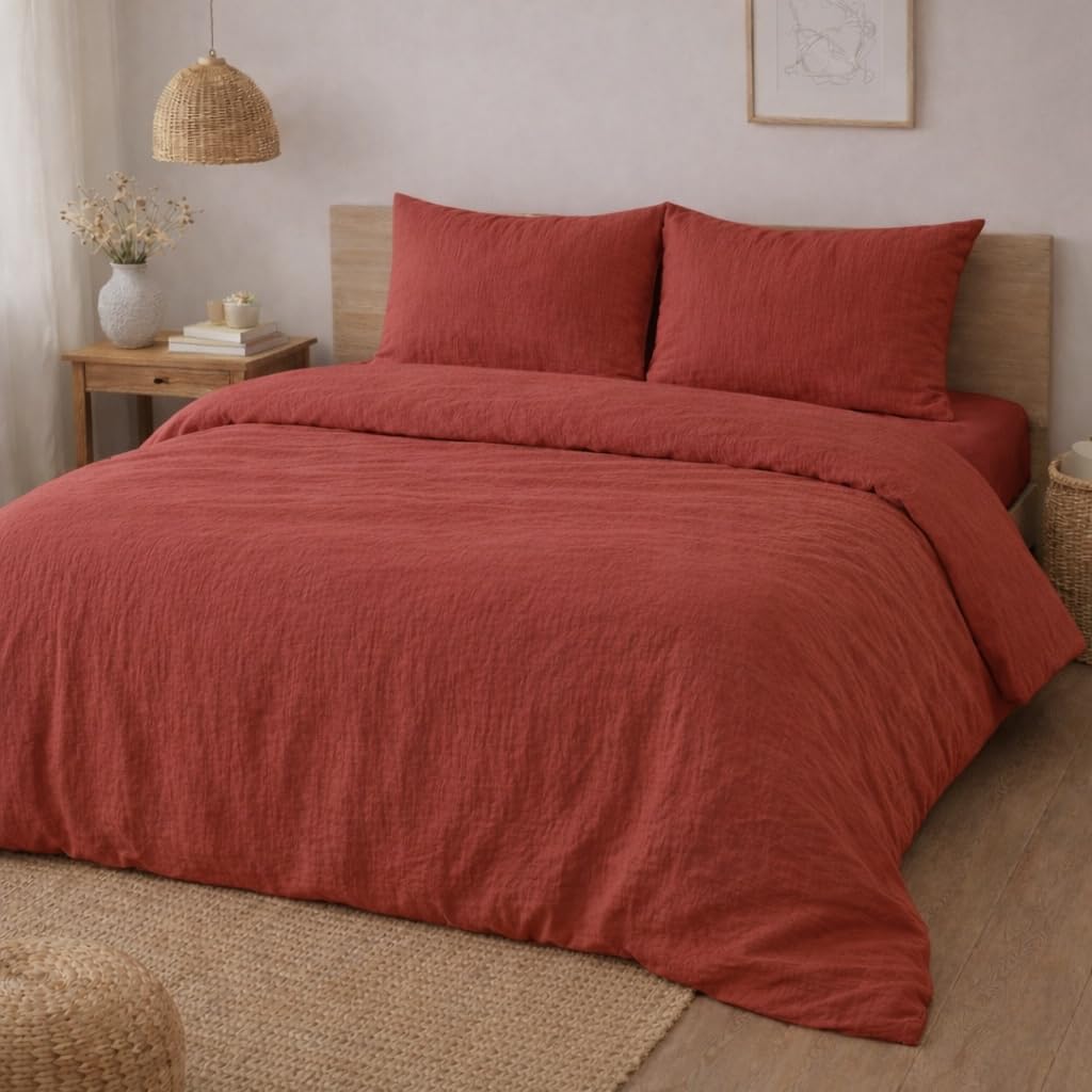 KGS Parure da letto in garza di cotone, 220 x 240 cm, vari colori (Terracota)