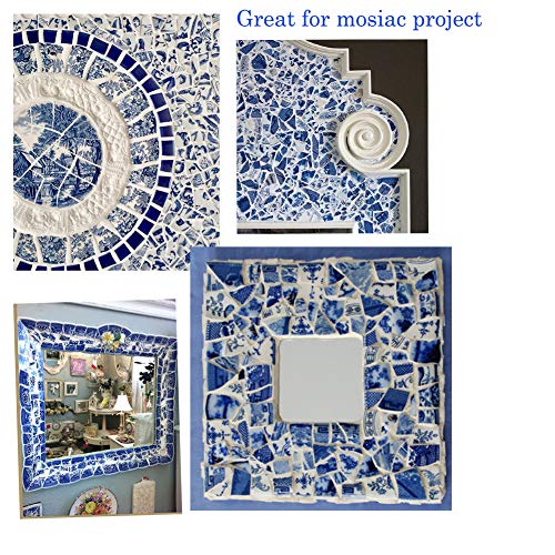 Lanyani Broken Ceramic China Tiles Assortment Blue And White Porcelain Pieces For Mosaic Craft, Cover 11X11 Inches #TOP4