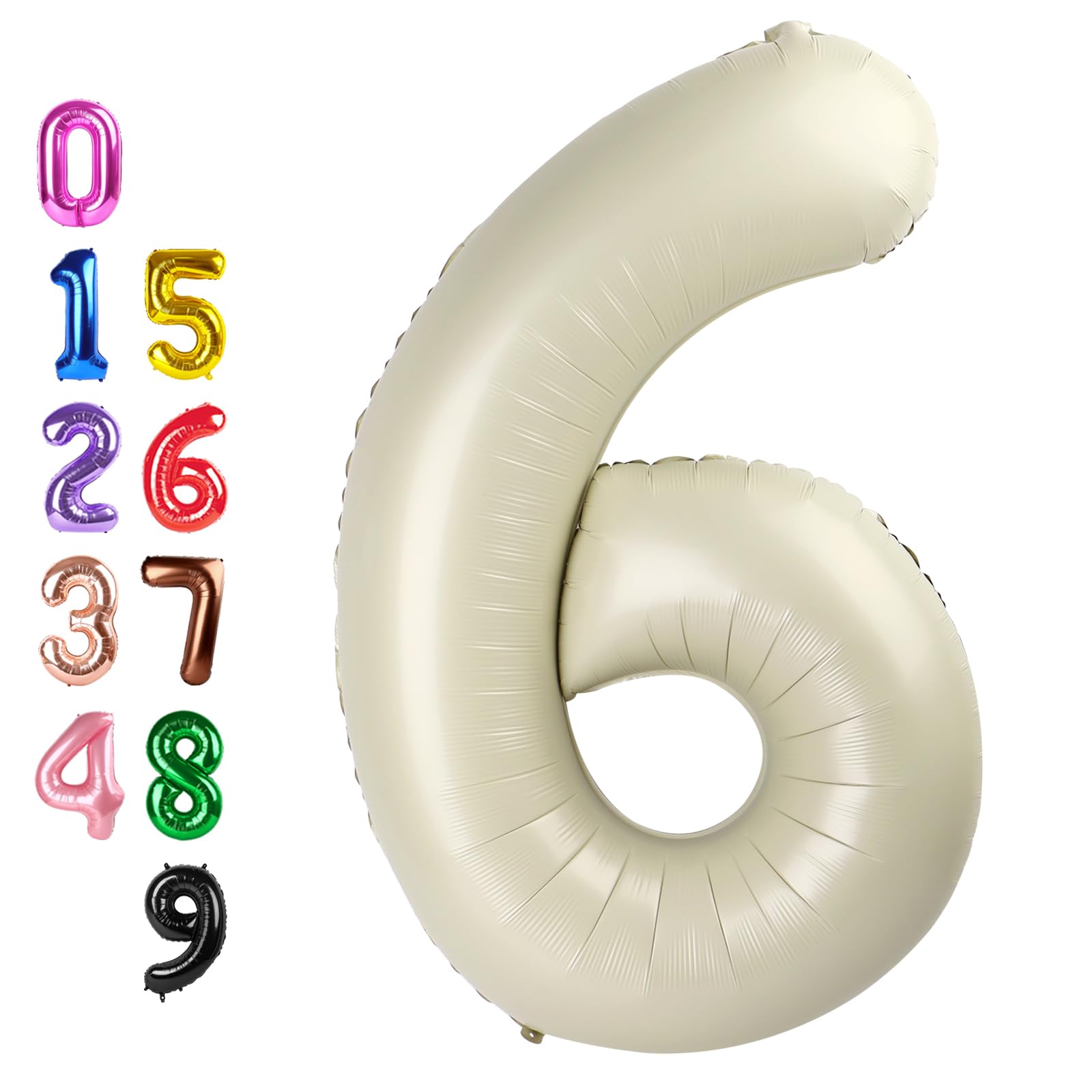 Number Balloons 6 Balloon 40 inch Cream for 6th Birthday Party Decoration