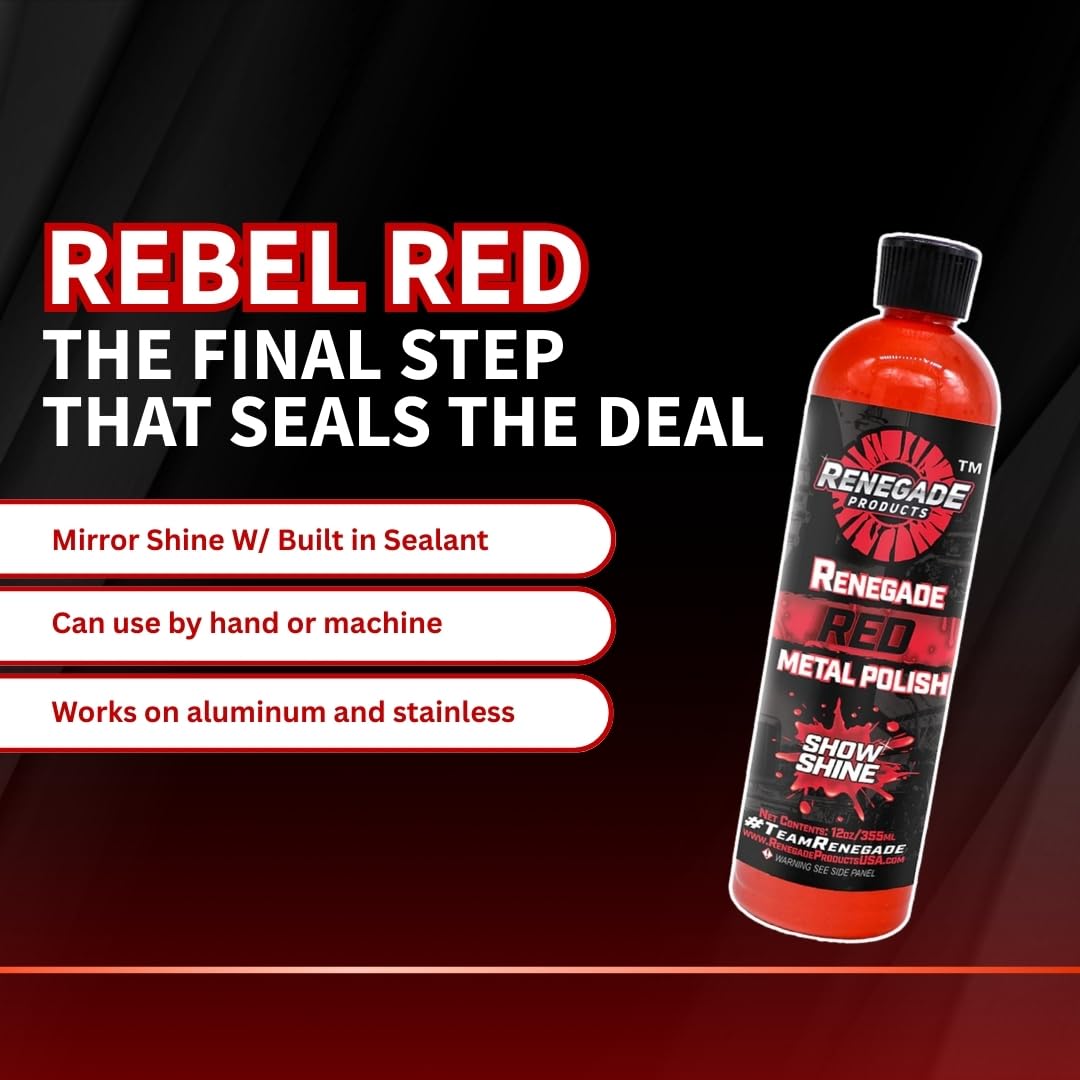 Renegade Products Big Rig & Semi Truck Metal Polishing Complete Kit with Buffing Wheels, Buffing Compound, Safety Flanges, Polishing Accessories and Rebel Red Liquid Metal Polish