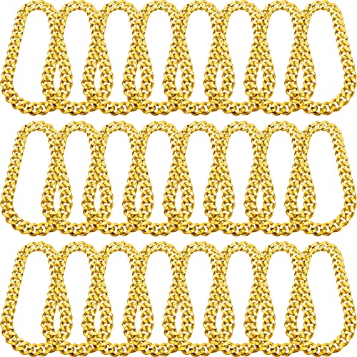 Inbagi 24 Pcs Big Chunky Faux Rapper Chain for 80s 90s Punk Style Halloween Costume, 32 Inches Long