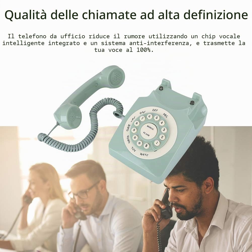 Telefono Antico Ad Alta Definizione, Linea Fissa con Filo Vintage, Linea Fissa Europea Vintage, Grande Pulsante Trasparente, per la Casa, L'ufficio, L'arredamento