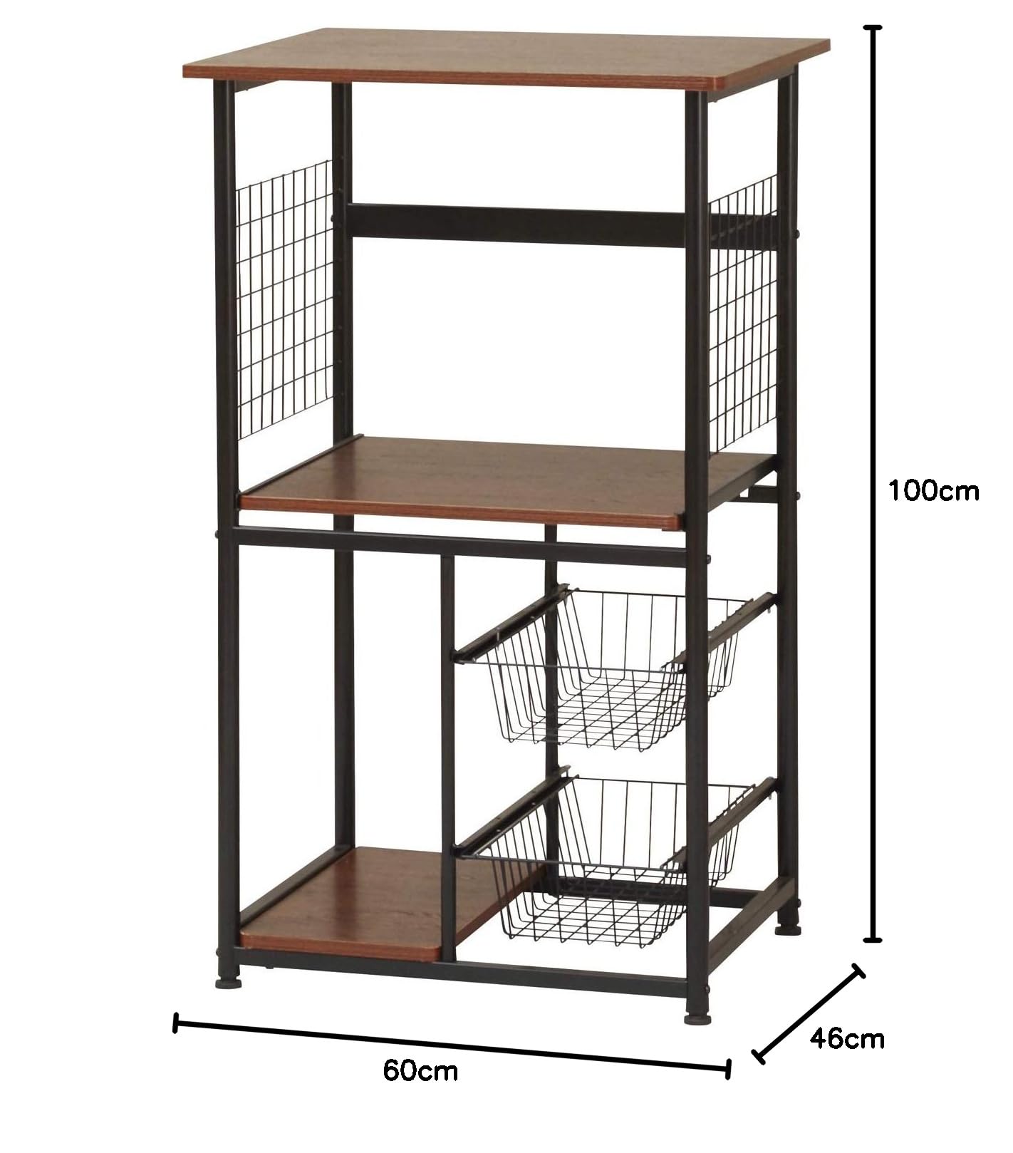 ブラウン キッチンラック 60cm幅 軒先渡し】萩原 キッチンラック 幅870×奥行450×高さ1860mm