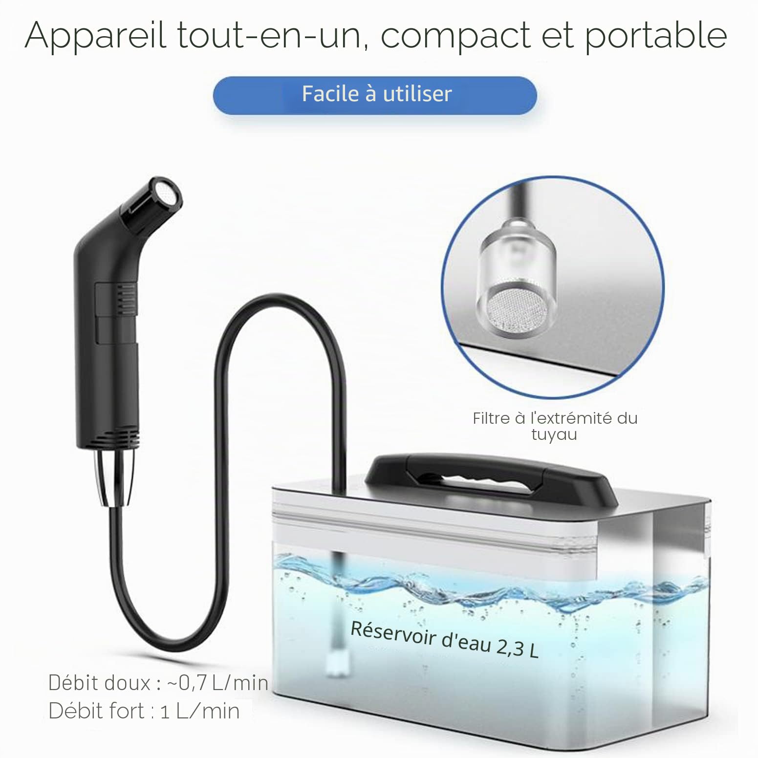 Pulvérisateur de voyage personnel électrique rechargeable pour toilettes, salle de bain et randonnée en plein air