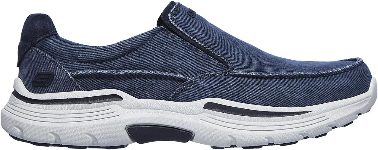 skechers mens expected 2.0 brako shoes blue canvas