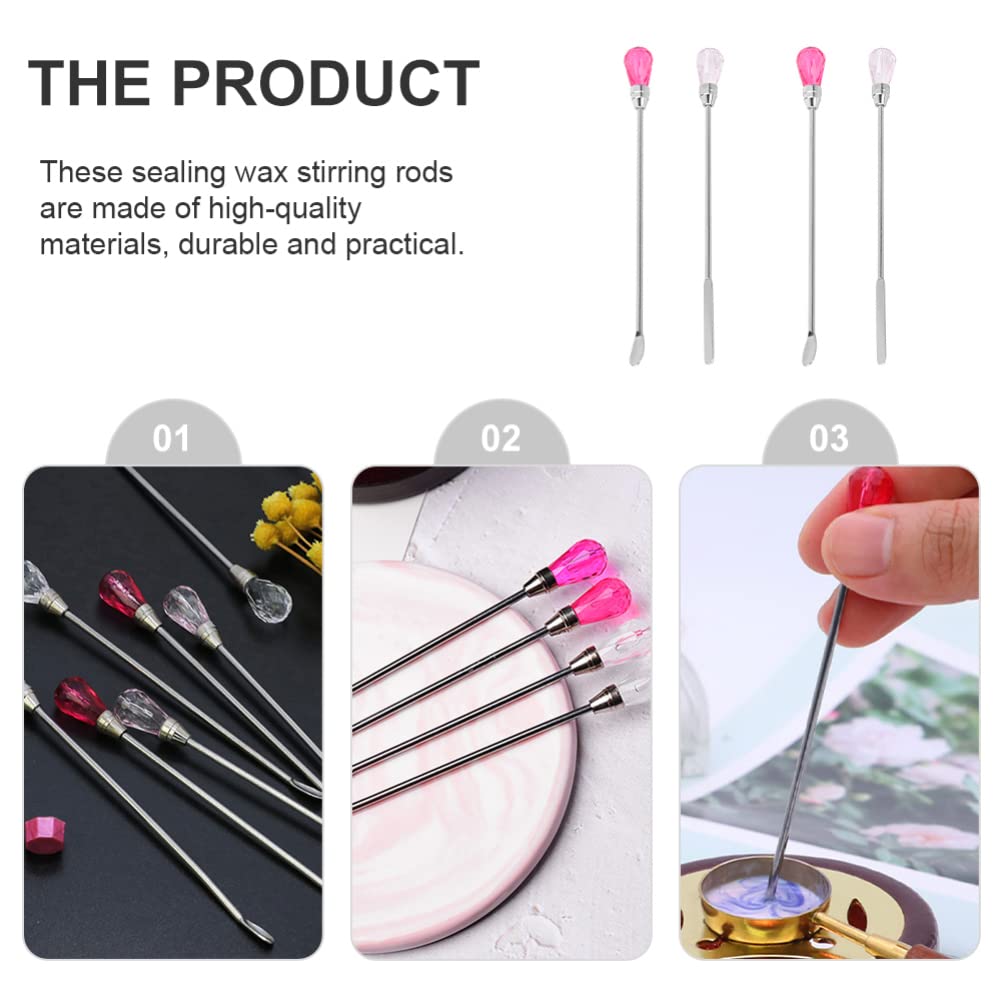 DOITOOL Stainless Steel Wax Mixing Stirring Sticks, 4Pcs, Crystal Shaped, Vintage