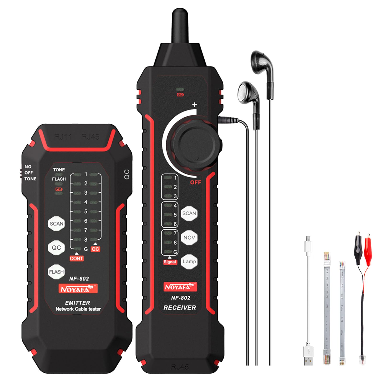 NOYAFA NF-802 Erweiterte Kabel Tester mit PoE Multifunktions Draht Tracker Netzwerkkabel Tester für LAN CAT5 CAT6 Tracker