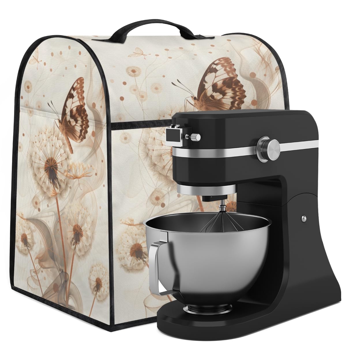 Coffee Maker Cover Butterfly Dandelion Kitchen Appliance Covers Small Appliance Covers Blender Cover Juicer Cover Dust Covers for Kitchen Appliances with Top Handle and Pockets,Washable,B874