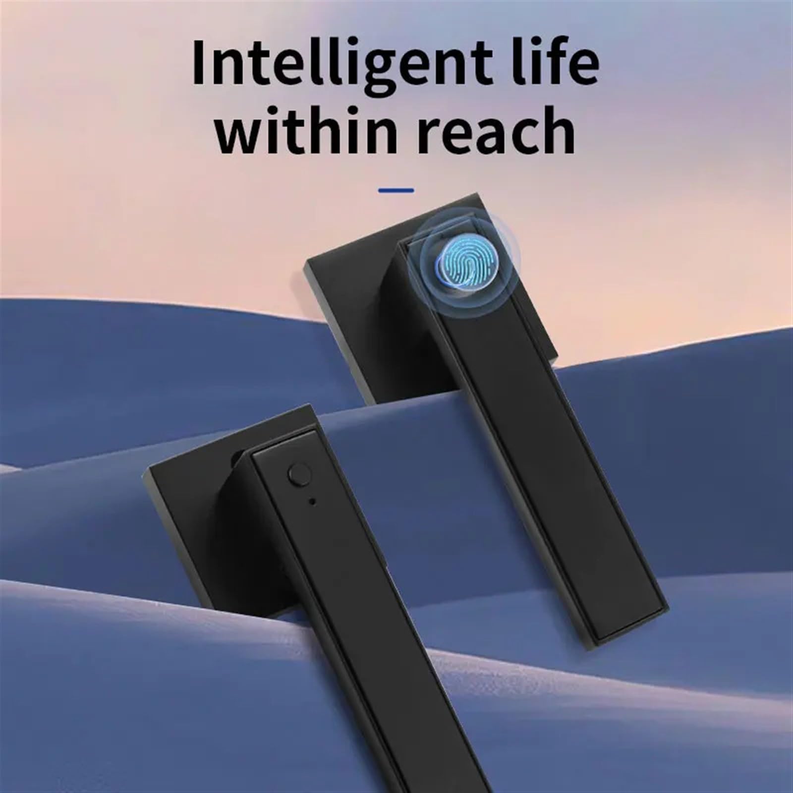Inteligentny zamek, Zamek do drzwi bezkluczykowych, inteligentna klamka Bluetooth krótkiego zasięgu, inteligentny zamek z czytnikiem linii papilarnych(Nero)