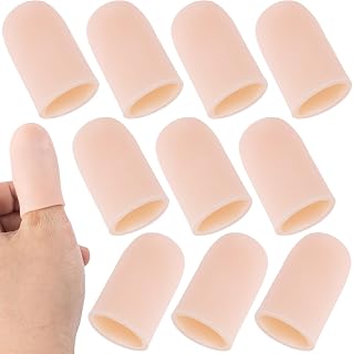 10pcs Gel Finger Cots, Thumb Protector for Wounds, Finger Condom for Injury, Soft Flexible Finger Sleeve Support for Hands Cracking, Eczema Skin, Trigger Finger Arthritis Pain Relief