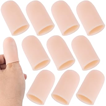 10 Pcs Gel Fingercot Wound Thumb Protector Injury Finger Condoms Soft Flexible Finger Sleeve Support for Palm Cracks, Eczema Skin, Trigger Finger Arthritis Pain Relief