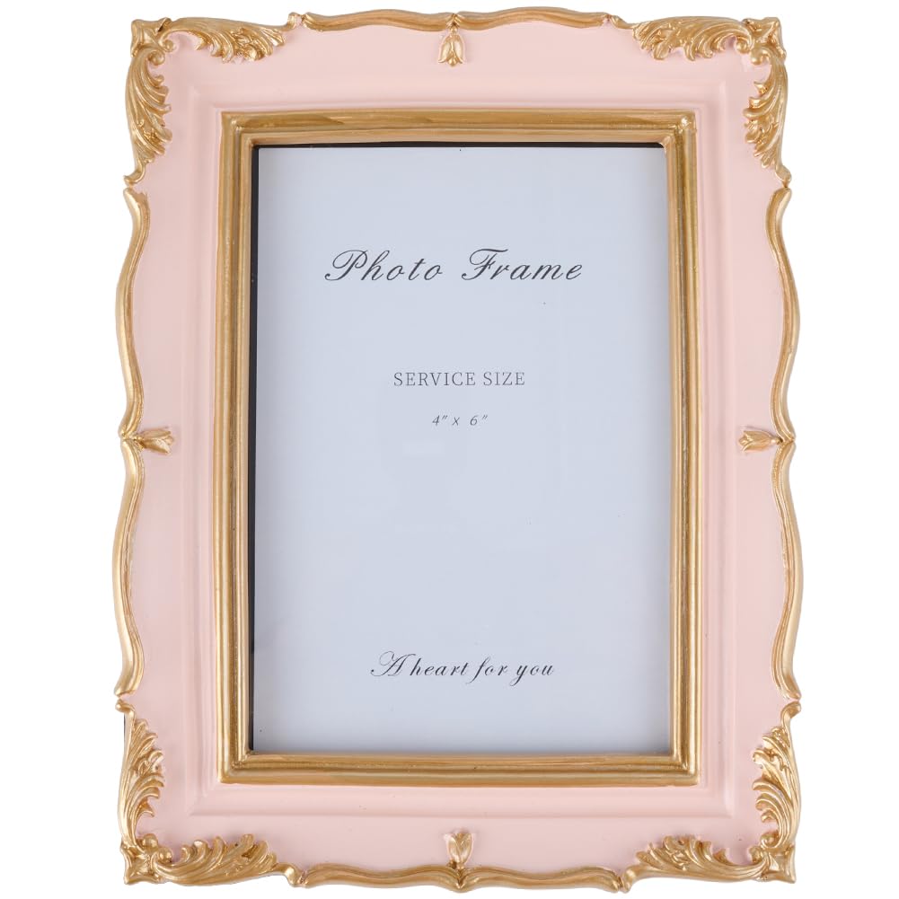SOFPLATE Vintage Pink Picture Frames 5x7 Decorative Frame Ornate Antique Photo Holder with Mat Shabby Chic Accent Picture Display for 4x6 Photo Tabletop Desktop or Wall Display Horizontal or Vertical