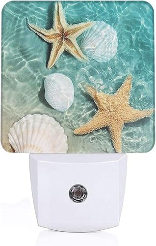 Divertida luz nocturna con diseño de estrella de mar para la playa, luz nocturna en la pared, sensor automático, lámpara del atardecer al amanecer