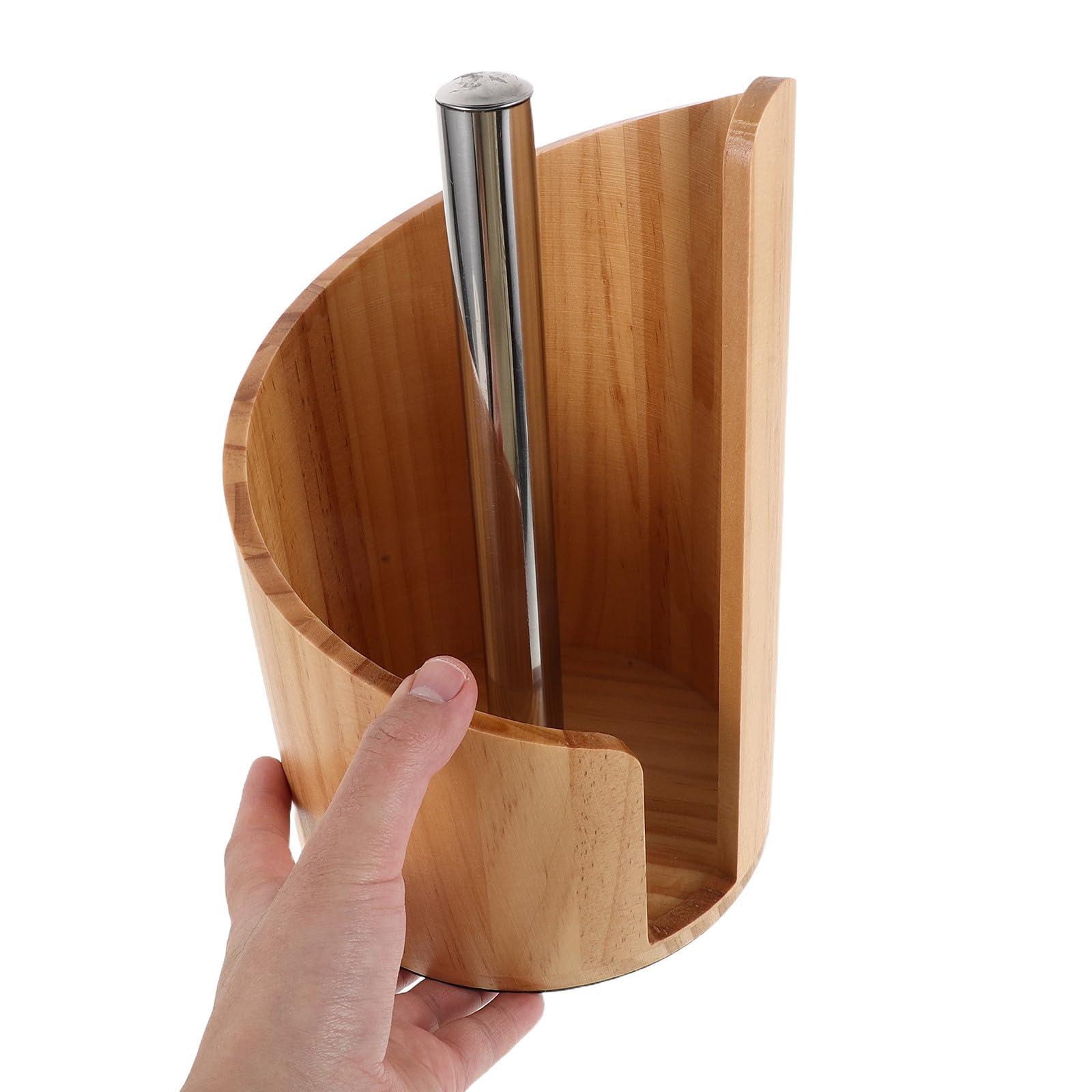 DECHOUS Portarrollos Fácil de Limpiar de Madera con Base Redonda de Papel y Varilla de Metal, Diseño Moderno Color Aleatorio Versátil para Cocina, Baño o Sala de Estar