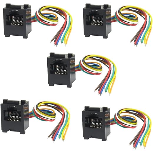 RJ45 Telephone Extension Cable 5 Pcs Black