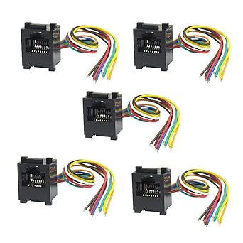 3NH 5 Pcs 8P8C RJ45 Telephone Extension Fax Modem Cable Line Black