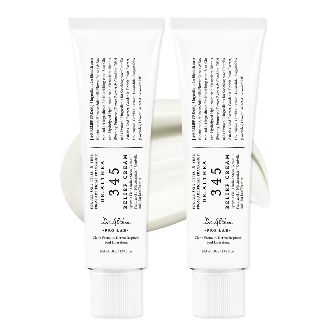345 Relief Cream | Moisturizer for Soothing Recovery and Blemish Care with PDRN & Niacinamide | Korean Vegan Skin Care for All Skin Types, 1.69 Fl Oz (Ver.2 - Pack of 2)