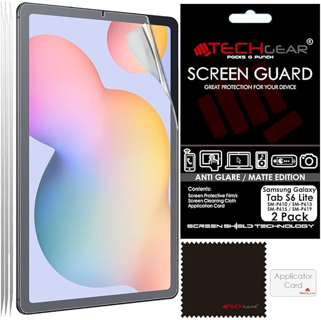 TECHGEAR 2 Pack Galaxy Tab S6 Lite 10.4" Anti Glare Screen Protectors (SM-P610 / P613 / P615 / P619), MATTE Screen Protector Guard Cover Designed for Samsung Galaxy Tab S6 Lite 10.4"