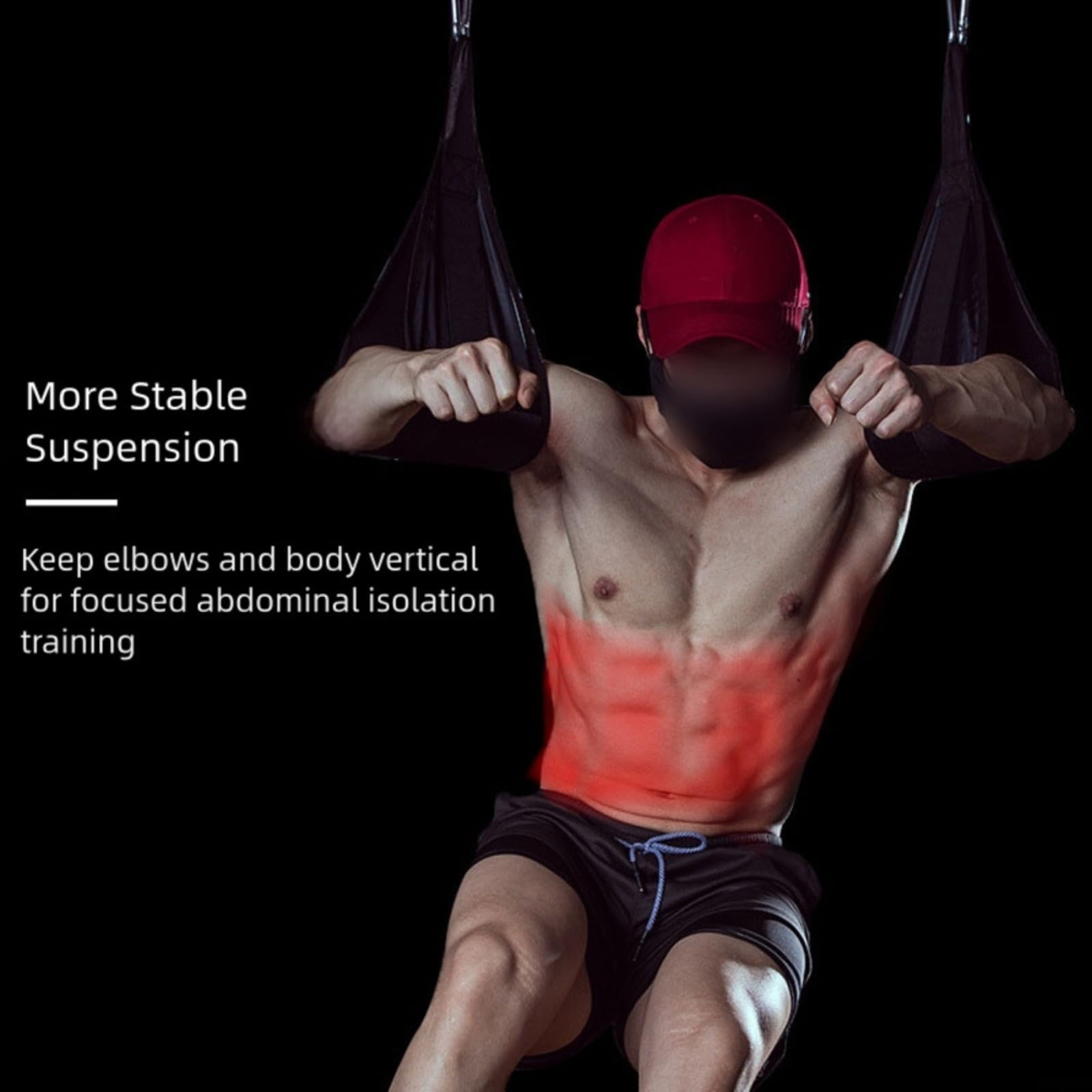 Core Bauchtrainingsgürtel für Klimmzugstange, hängende Bauchgurte mit Stahlhaken, Heim-Fitnessgeräte für alle Niveaus, Schwarz