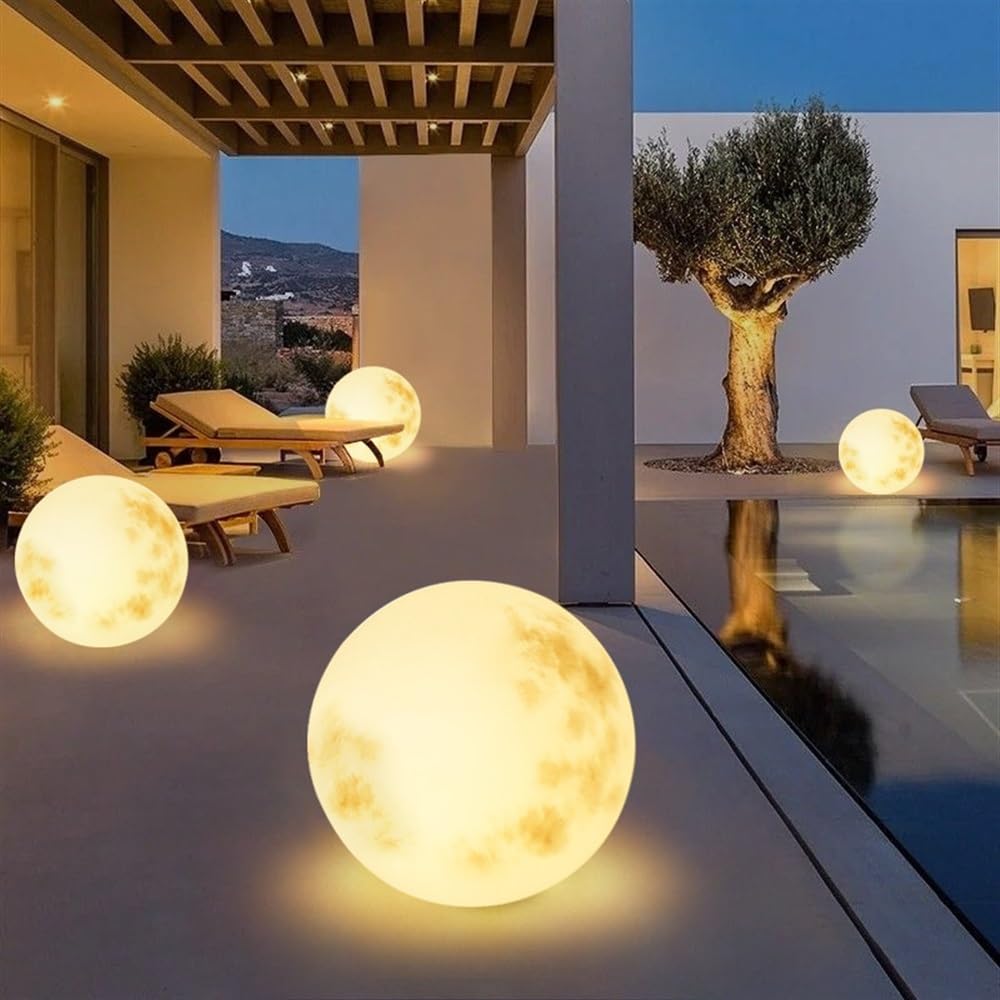 FBEICNU Solar Moon Lamp, Outdoor Solar Lights Decor, Color
