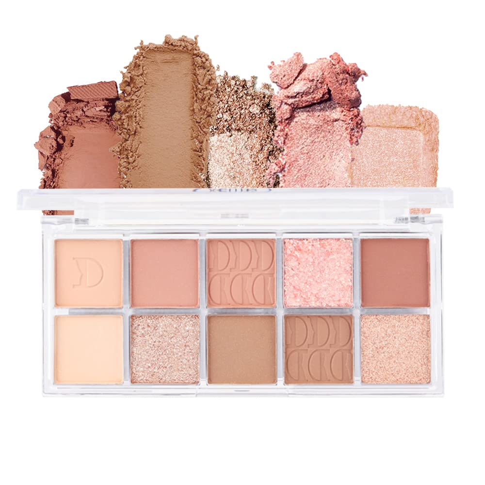 10 Color Nude Eyeshadow Palette with Matte and Shimmer Shades – Brown, Champagne, Rose Gold, Peach, Copper, Tan, Caramel – Blendable Neutral Warm Tones for Natural or Smokey Eye Makeup (12)