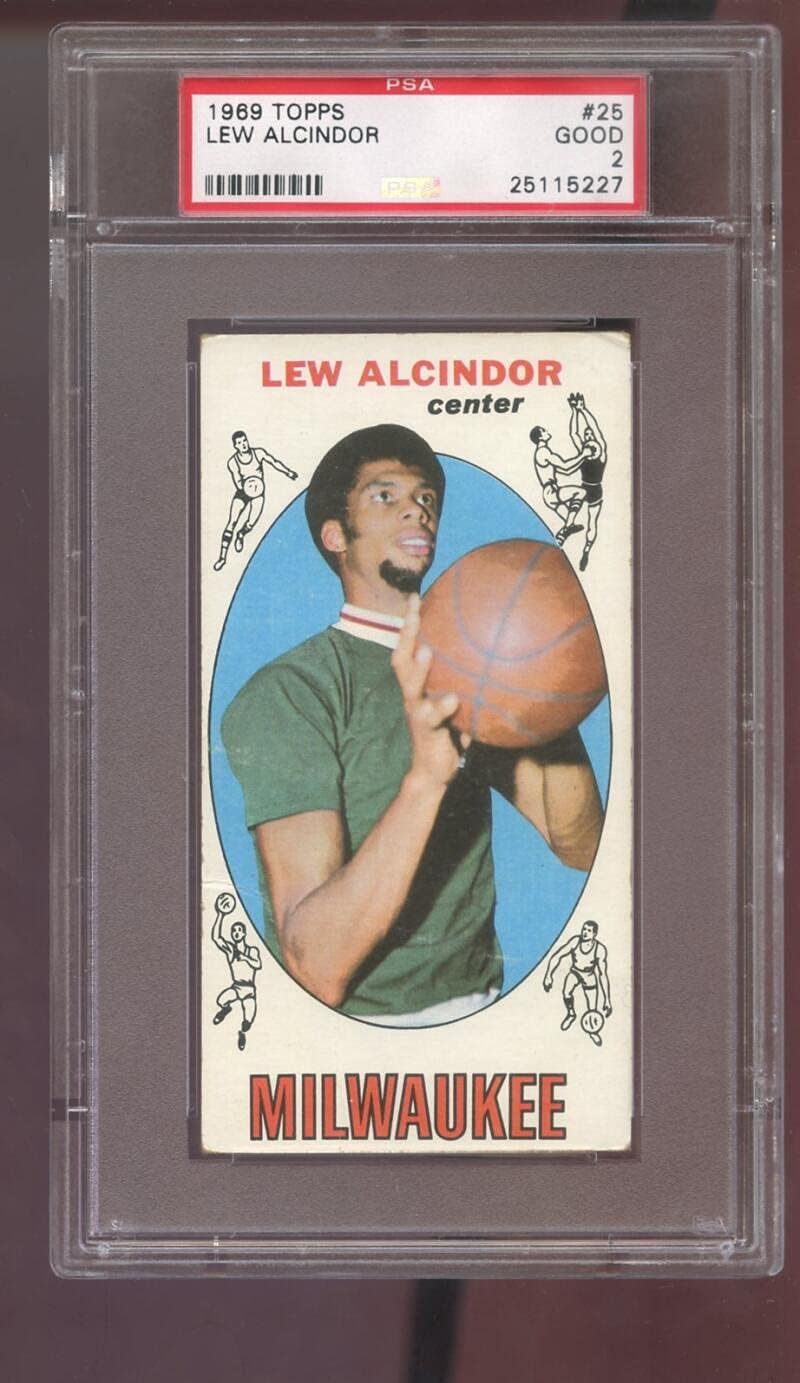 1969-70 Topps #25 Lew Alcindor Kareem Abdul-Jabbar ROOKIE RC PSA 2 Graded Basketball Card 1969