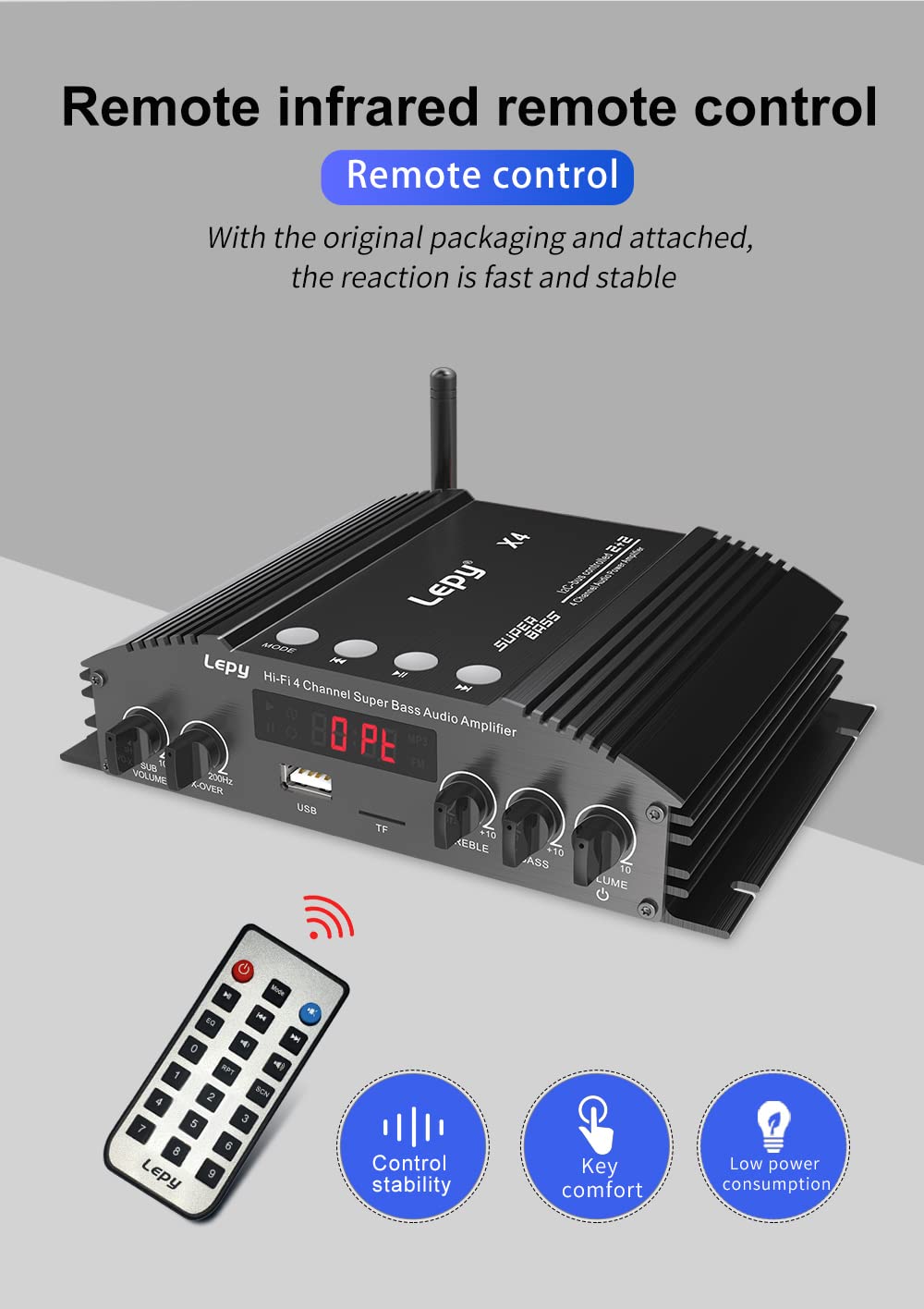 LP-X4 5.0 wzmacniacz mocy Bluetooth wejście koncentryczne z włókna optycznego 2.1 wzmacniacz mocy podwójny wyjście subwoofera 4x60w cztery kanały z zasilaniem 5A