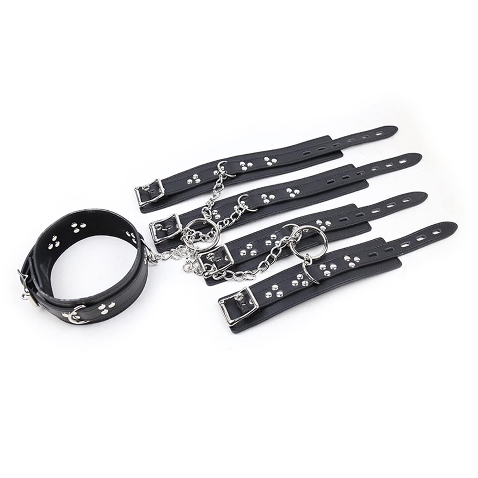 BDSM Handschellen Handfesseln mit Halsband Bondage Fesseln Set Leder Handcuffs Armfesseln Erotik Kragen Ketten SM Sklave Fetisch Sex-Spielzeug für Paare Frauen MäNner Anfänger
