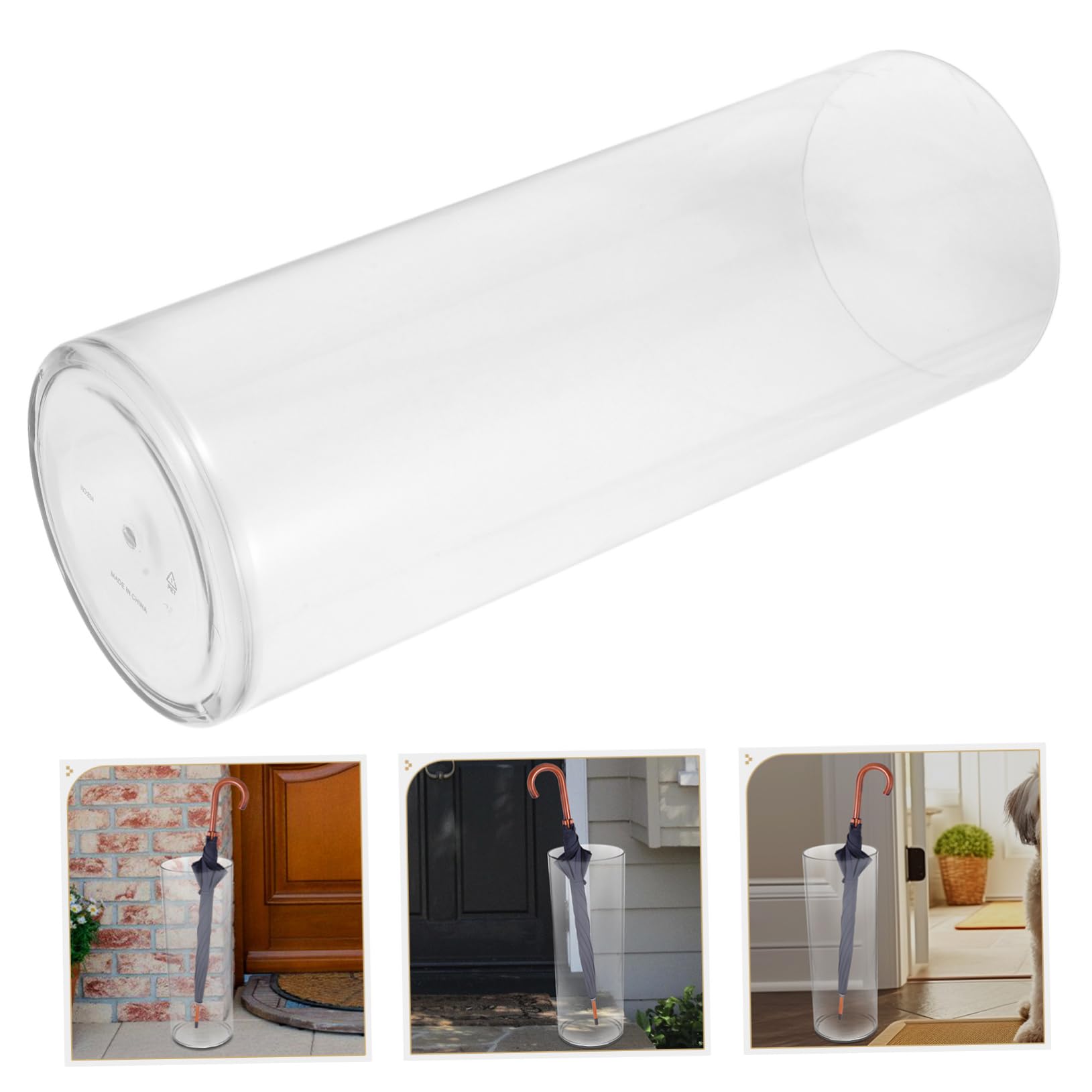 Porta Ombrelli Rotondo Trasparente in Pet, Contenitore per Ombrelli Moderno e Decorativo, Stabile, per Casa e Ingresso,