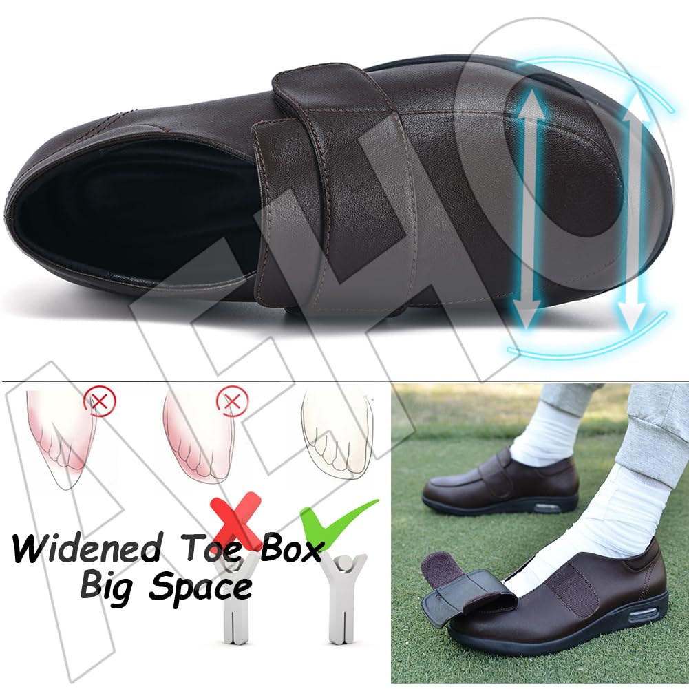 AEHO Zapatos Ortopédicos para Mujer de Ancho Especial, Sin Cordones, Impermeables, Cuero PU, Negro, 38 EU