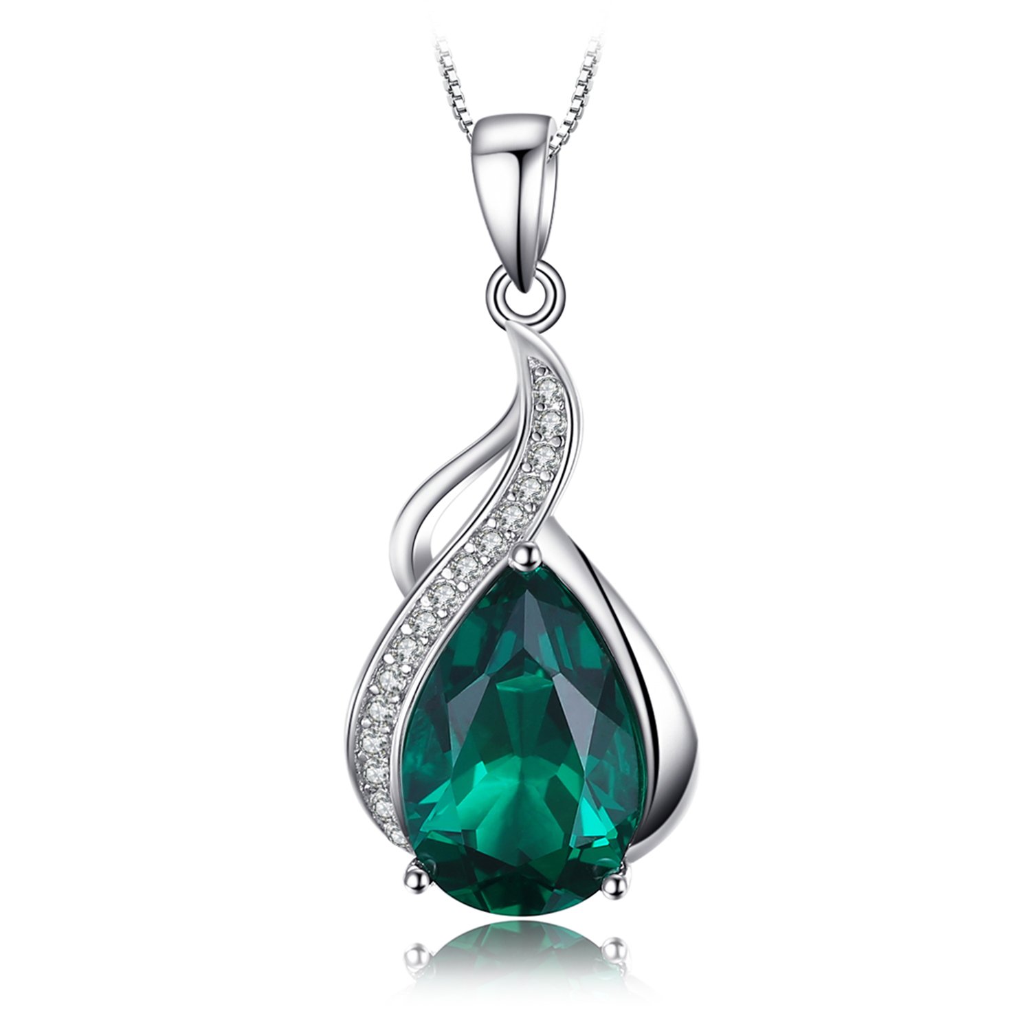 JewelryPalace 2.8ct zielony symulowany szmaragdowy łańcuszek wisiorek 45CM, naszyjnik damski srebro 925 kamień szlachetny dziewczęce różowe złoto złoto