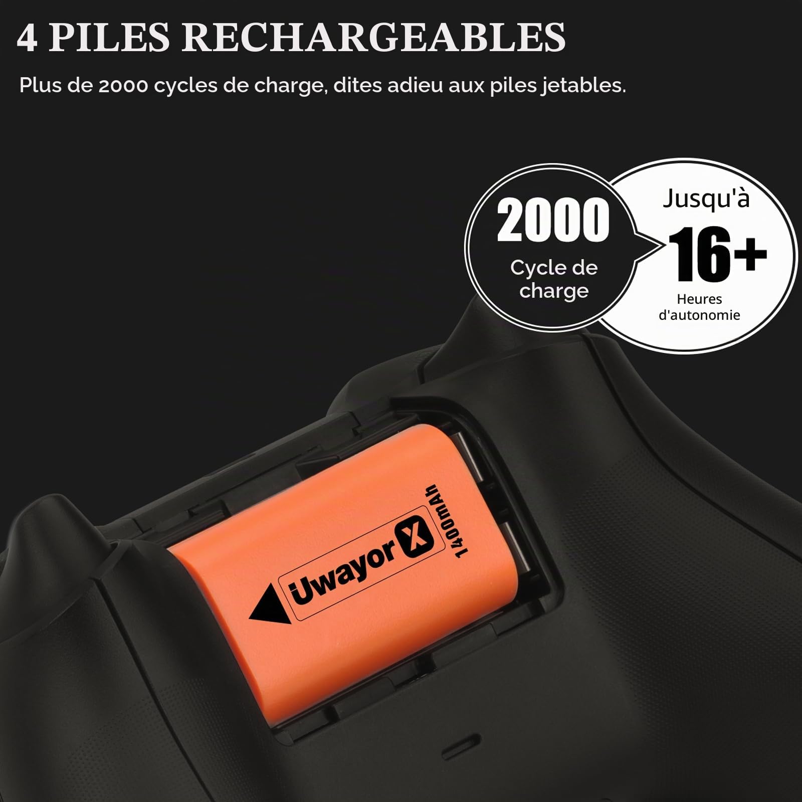 Batterie Xbox Batteries pour Xbox Series X, Xbox Series S, Xbox One, Xbox One S, Xbox One X, Xbox One Elite Controller One Battery Pack Orange x2