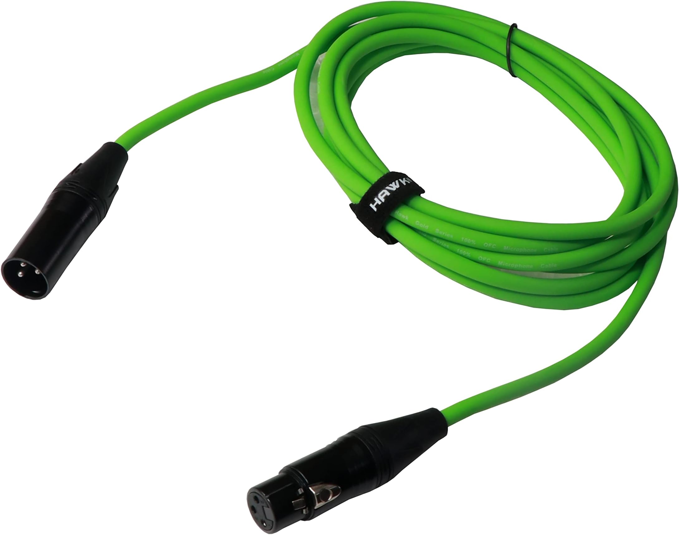 Hawk Proaudio SXFG010 Gold Series XLR Male to Female Microphone Cable With Cable Tie - 3 Meter (Green Color)