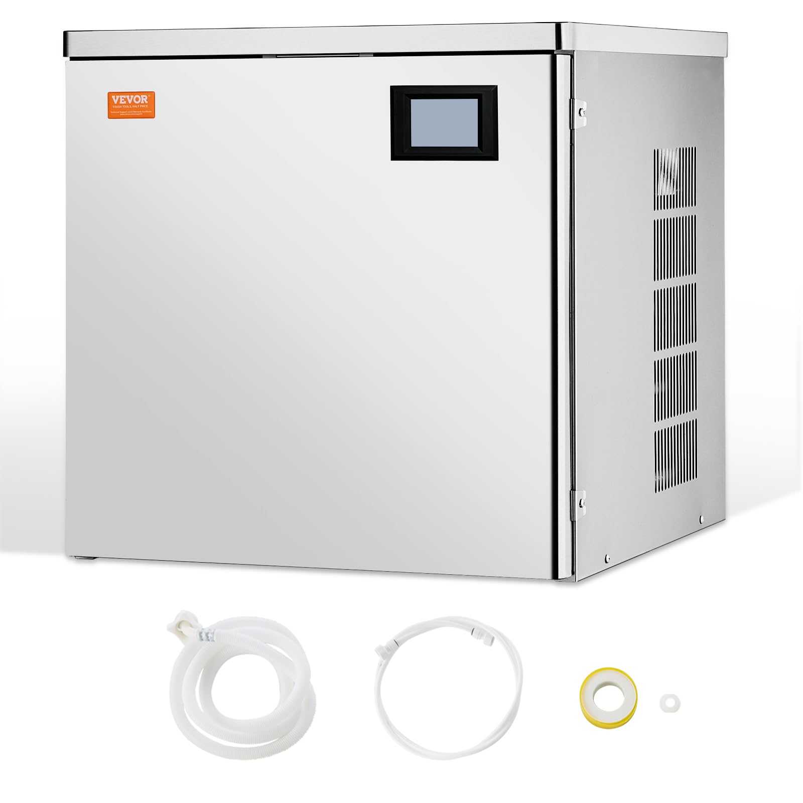 VEVOR Eismaschinenkopf kommerzieller Eisbereiter Eismaschine (nur Kopf) 163 kg/Tag, Kopf aus Edelstahl + PE-Kunststoff Eisbereiter-Kopf mit intelligentem Bedienfeld & Reinigung auf Knopfdruck