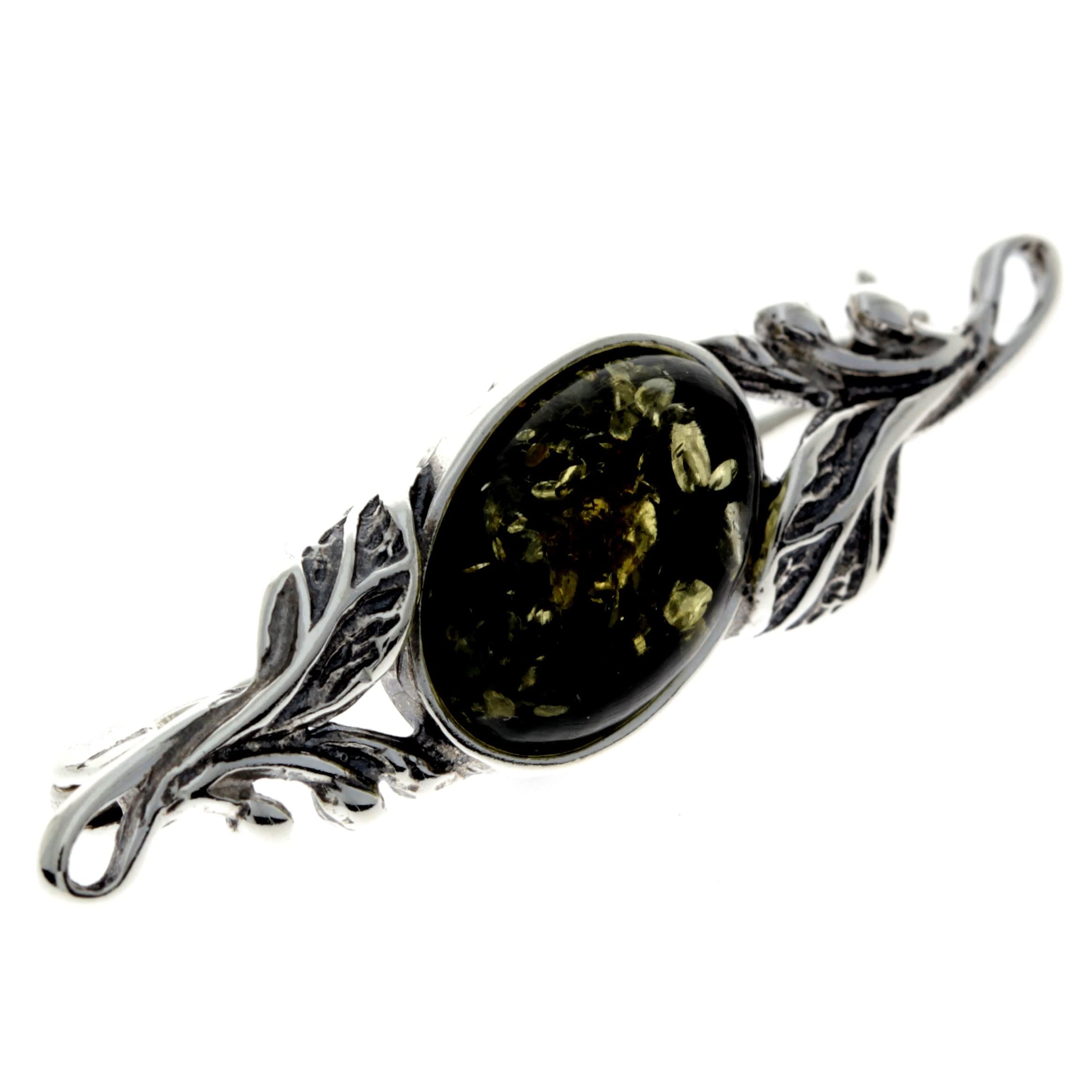 SilverAmber Jewellery - 925 Sterling Silber & echter baltischer Bernstein klassische Brosche 4022