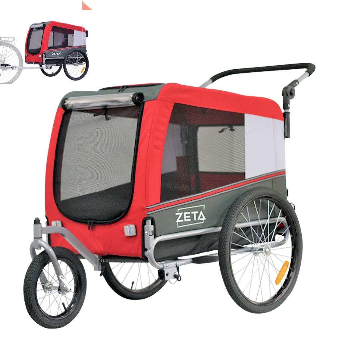 PAPILIOSHOP ZETA: Rimorchio Multifunzionale per Bici, Carrello Passeggino per Trasporto di Cani e Animali, Ideale per Avventure all'Aria Aperta