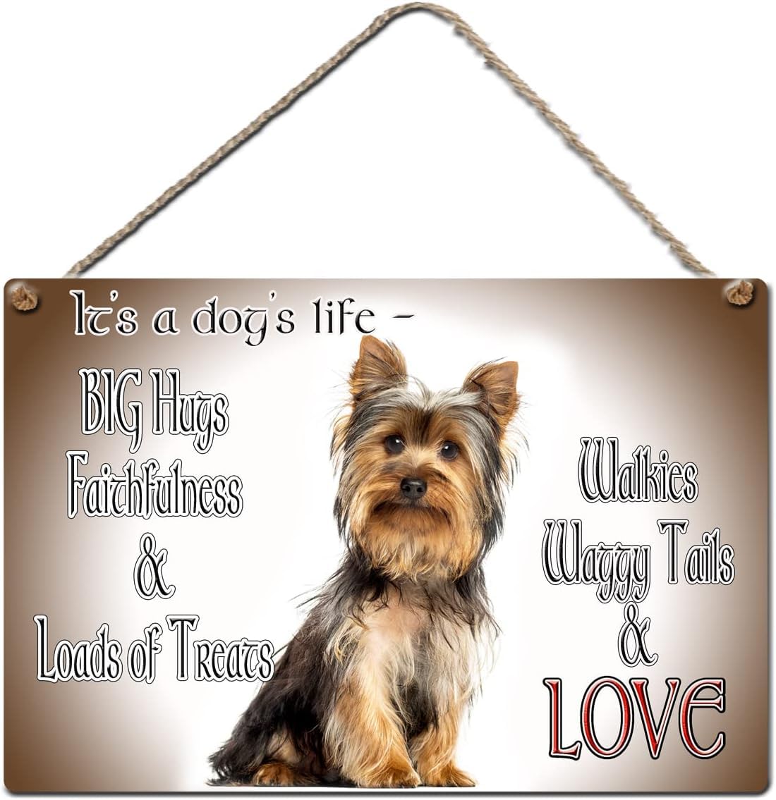Kazmugz Silver Yorkshire Terrier Wall Plaque Hanging Aluminium Wall Plaque. Yorkie Gift