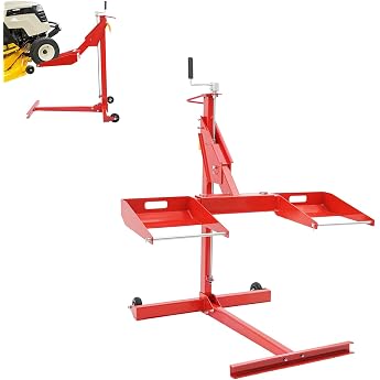 Lawn Tractor Lifter 340 kg/204 kg Upgrade Lawn Mower Tractor Lifter with 0-25 cm/103.8-126.3 cm Adjustable Wheelbase 62 cm Lifting Height Ride-on Lawn Mower Lift Lawn Mower Lift Lawn Tractor Jack 340 kg