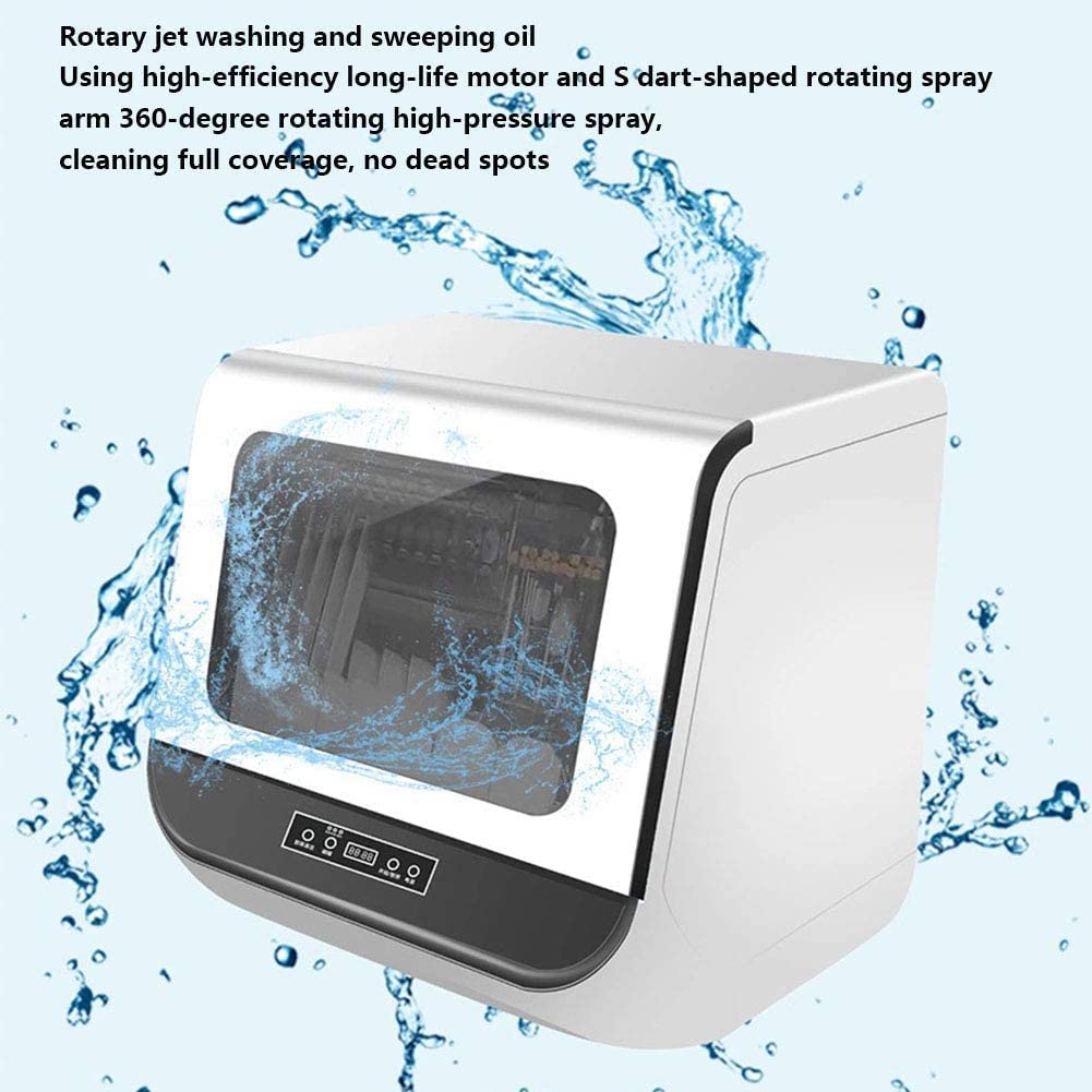 Lavastoviglie da tavolo autoportante compatto ad alta pressione con display a LED interno in acciaio inox, basso livello di rumorosità e disinfezione ad alta temperatura, 450 x 400 x 450 mm