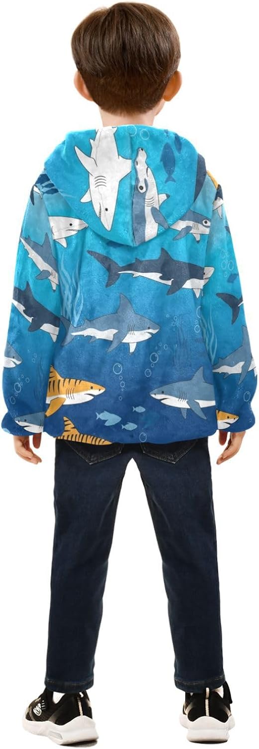 GuoChe Marine Shark Fleece Zip Up Jacket Outerwear Jackets