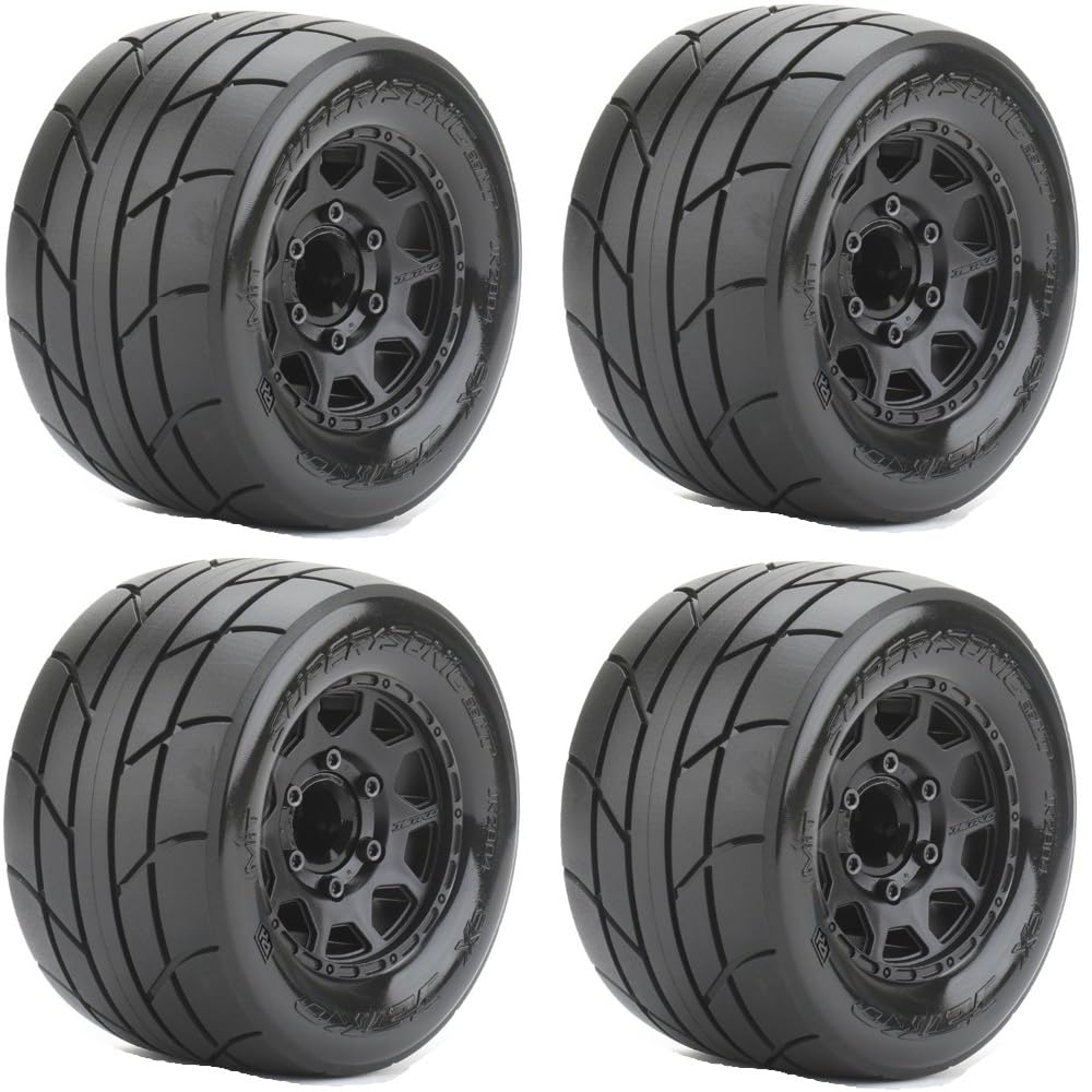 Powerhobby 1/10 2.8 MT Belted Tires (2) with Removable Hex Wheels (4) FITS Traxxas Rustler/Stampede/Arrma Granite/Senton/Pro-Line (Super Sonic)