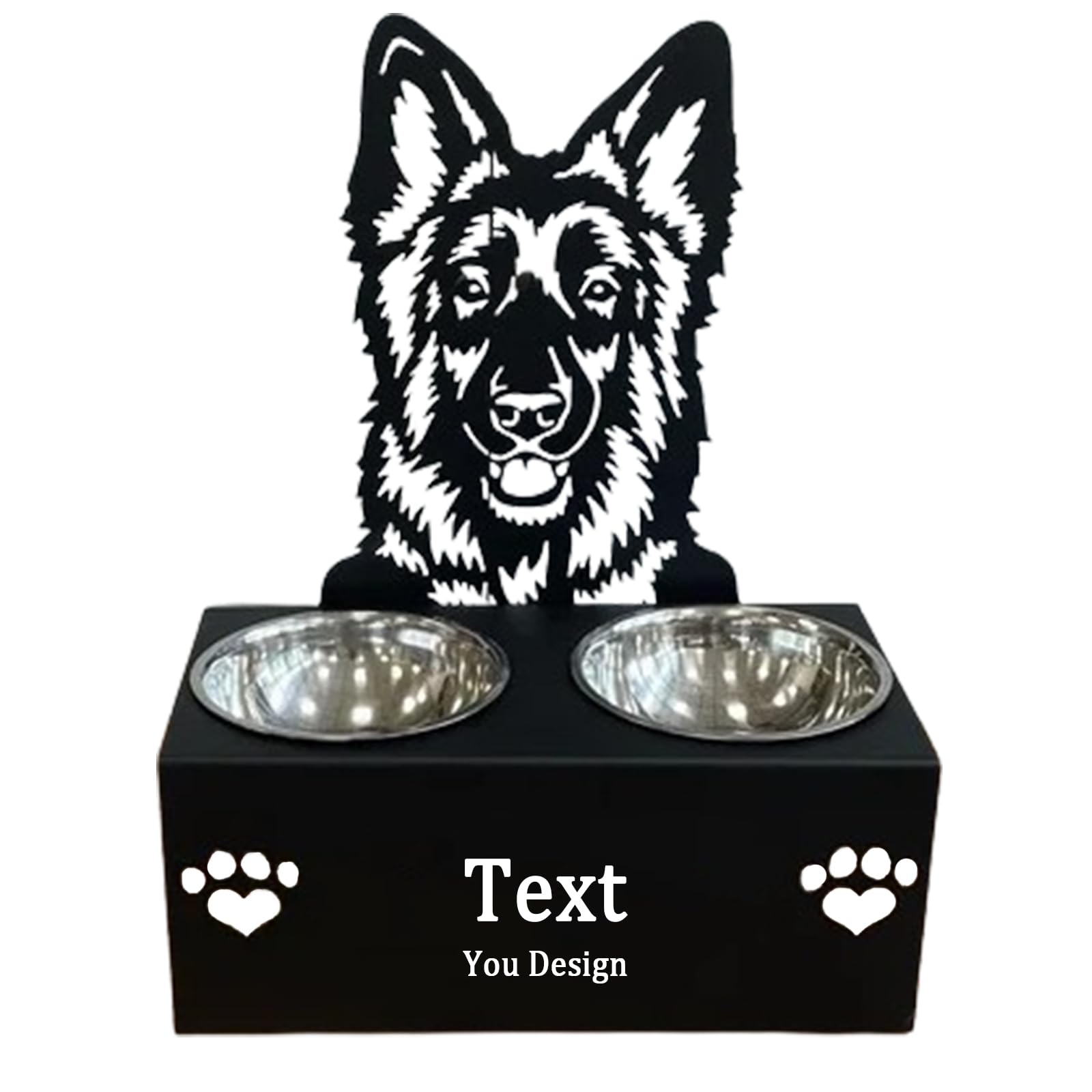 Personalised Dog Bowl – Non-Slip Elevated Pet Dish with Engraved Design | Small, Medium, Large Sizes | Durable Food & Water Bowl for All Breeds (German Shepherd)