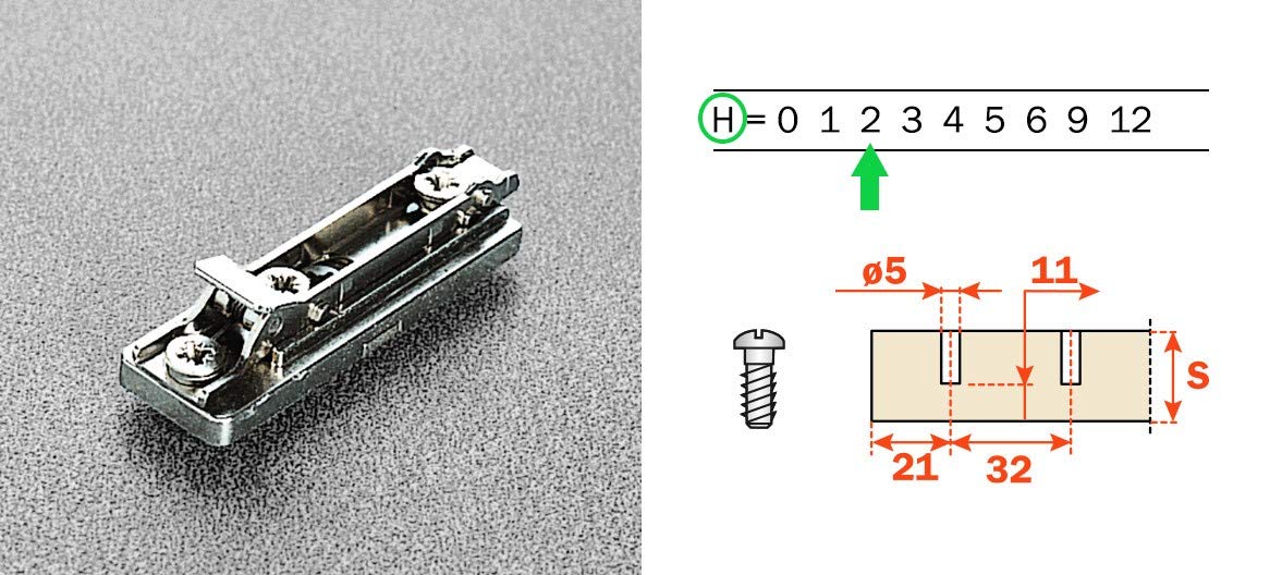 Base Domi A Innesto Rapido Per Cerniere - Con Eccentrici Regolabili E Viti Legno - Foto 5
