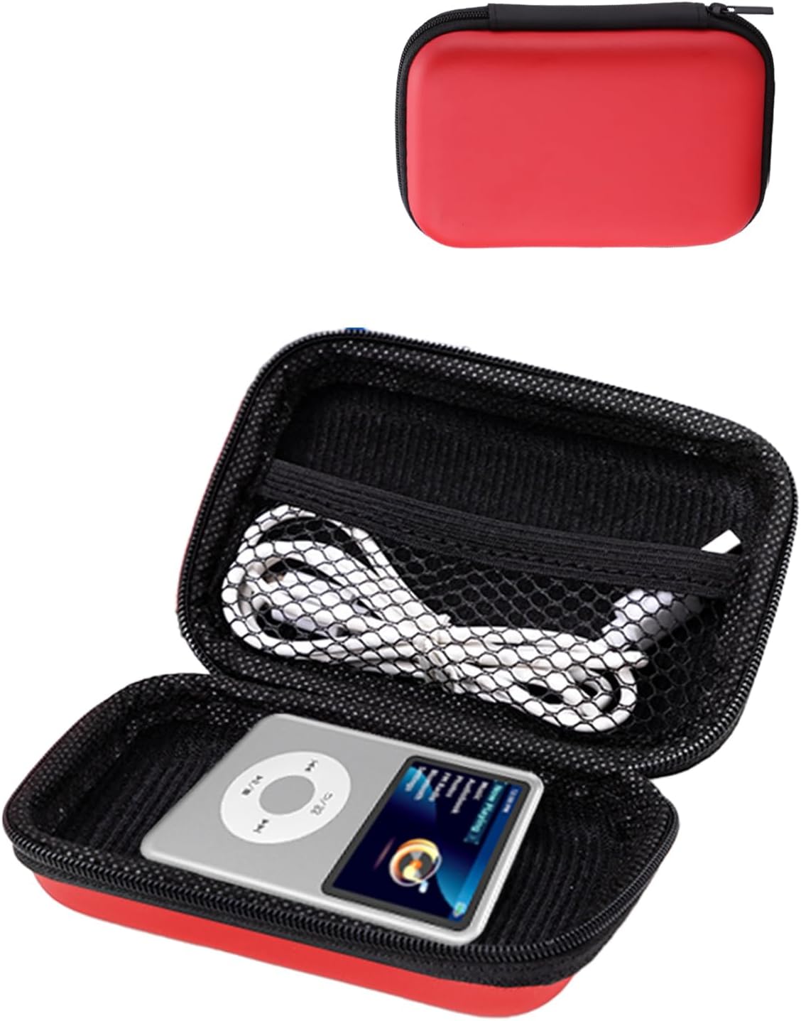 for Innioasis Y1 Mp3 Player Protective case, Shockproof and Waterproof, with mesh Pocket, Portable Multi-Functional Storage Bag, Red