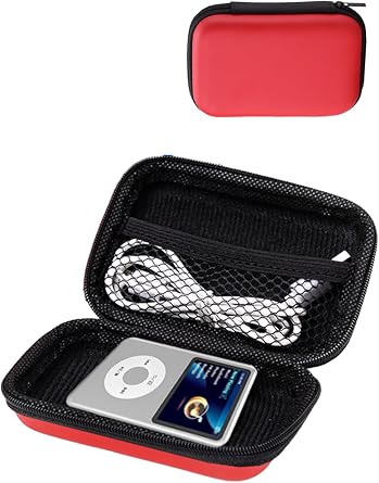 for Innioasis Y1 Mp3 Player Protective case, Shockproof and Waterproof, with mesh Pocket, Portable Multi-Functional Storage Bag, Red