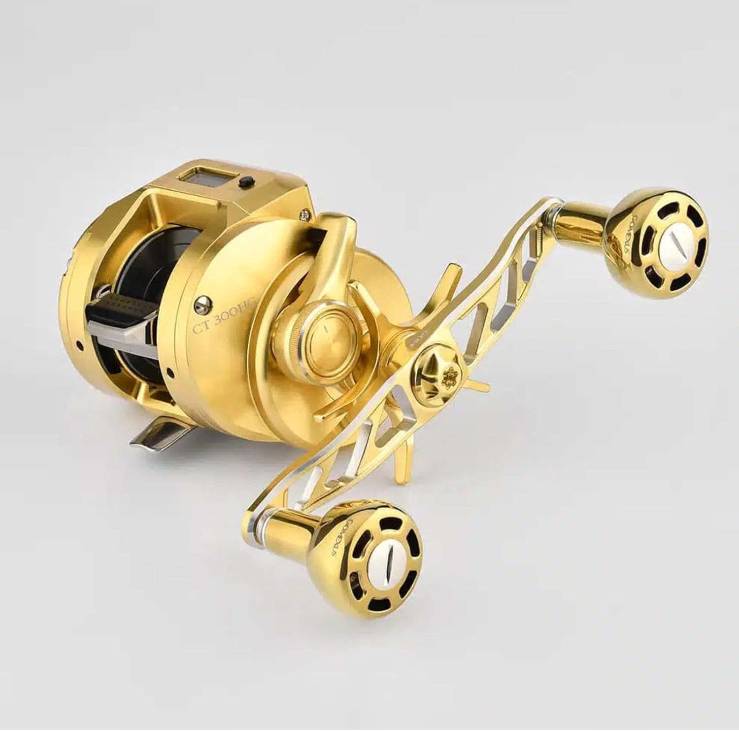 GOMEXUS Power Handle Compatible for Shimano SLX Curado Chronarch Metanium Baitcasting Reel Rplacement Parts, Saltwater Fishing (Gold Silver, 7×4mm/120mm)