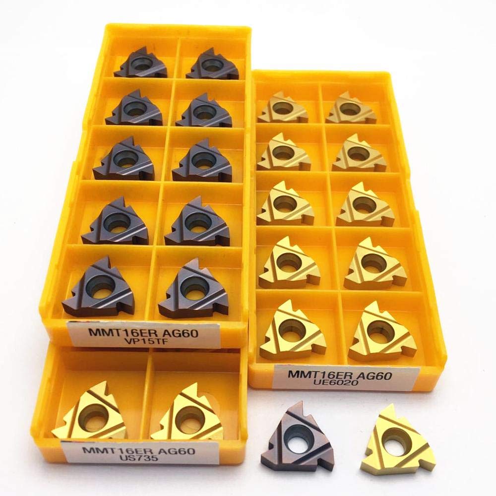 Cutting Thread Insert 16IR 16ER AG55 UE6020 VP15TF US735 16IR 16ER AG60 Carbide Insert CNC Lathe Slotted Thread Insert 16IR 16ER - ( 20Pcs (2box)/ Angle: MMT16ER AG55 US735 )