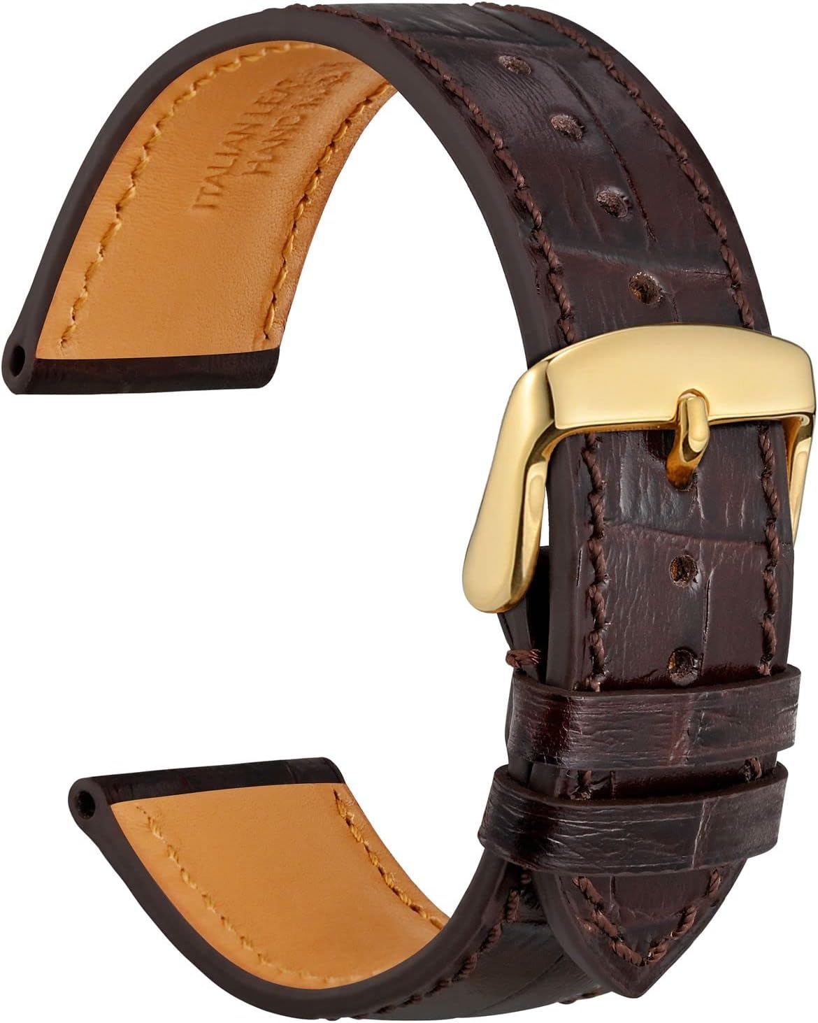 WOCCILeather Watch Straps, Italian Leather, Embossed Alligator Grain, Choose Color & Width 14mm 18mm 19mm 20mm 21mm 22mm