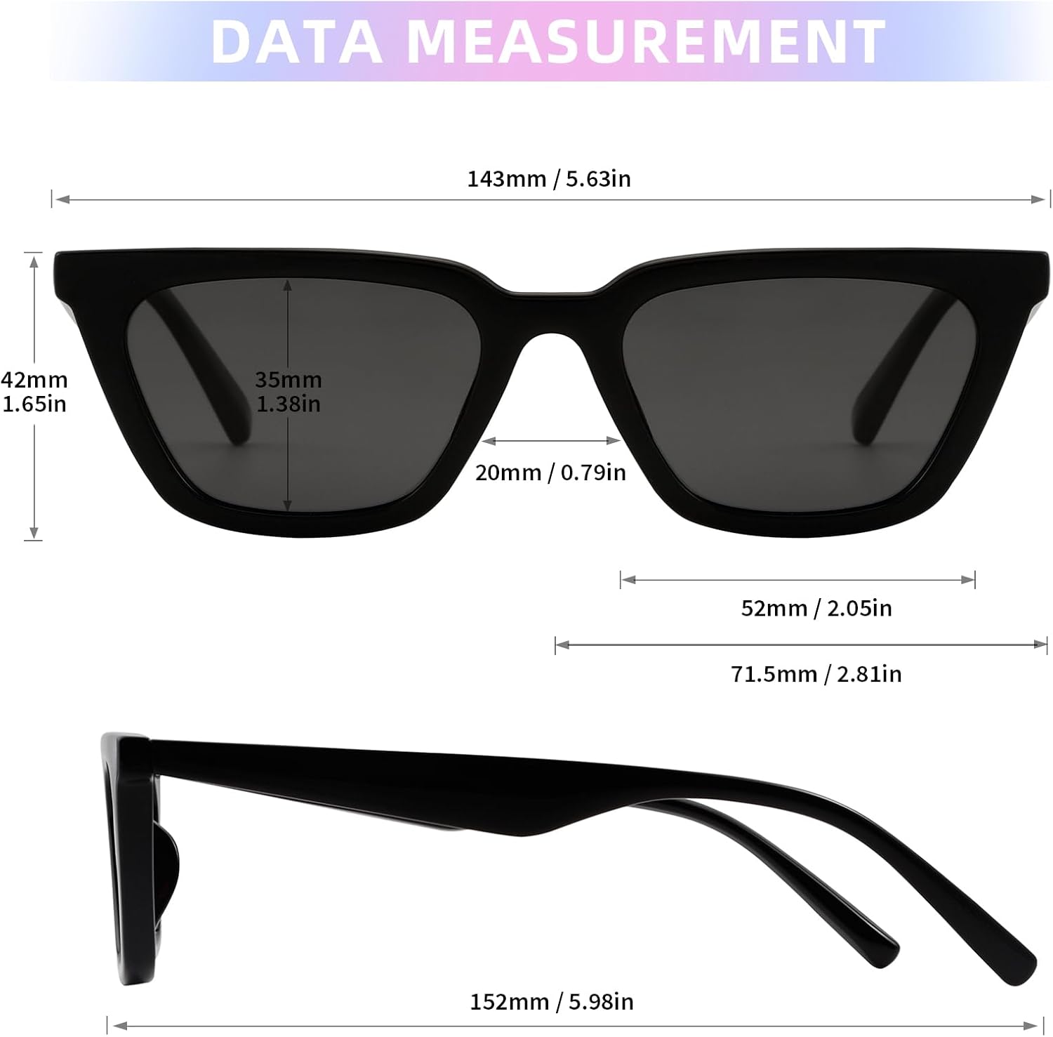 JOOX Polarized Trendy Square Cat Eye Sunglasses for Women, Small Frame with UV400 Protection Lenses - Image 4