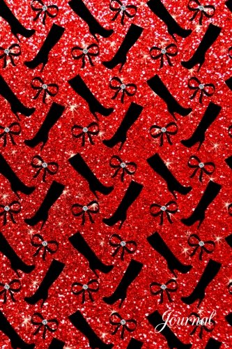 Preisvergleich Produktbild Journal: Faux neon red glitter bows boots notebook
